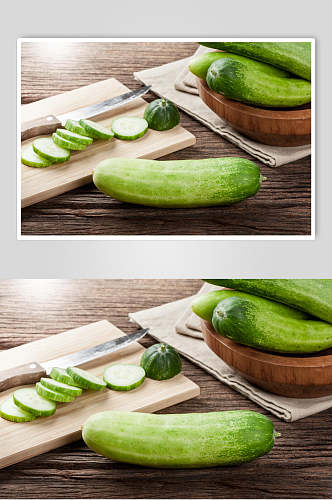 有机嫩南瓜黄瓜青瓜食品摄影图片