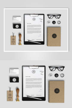 眼镜笔记本白色纸单办公用品样机