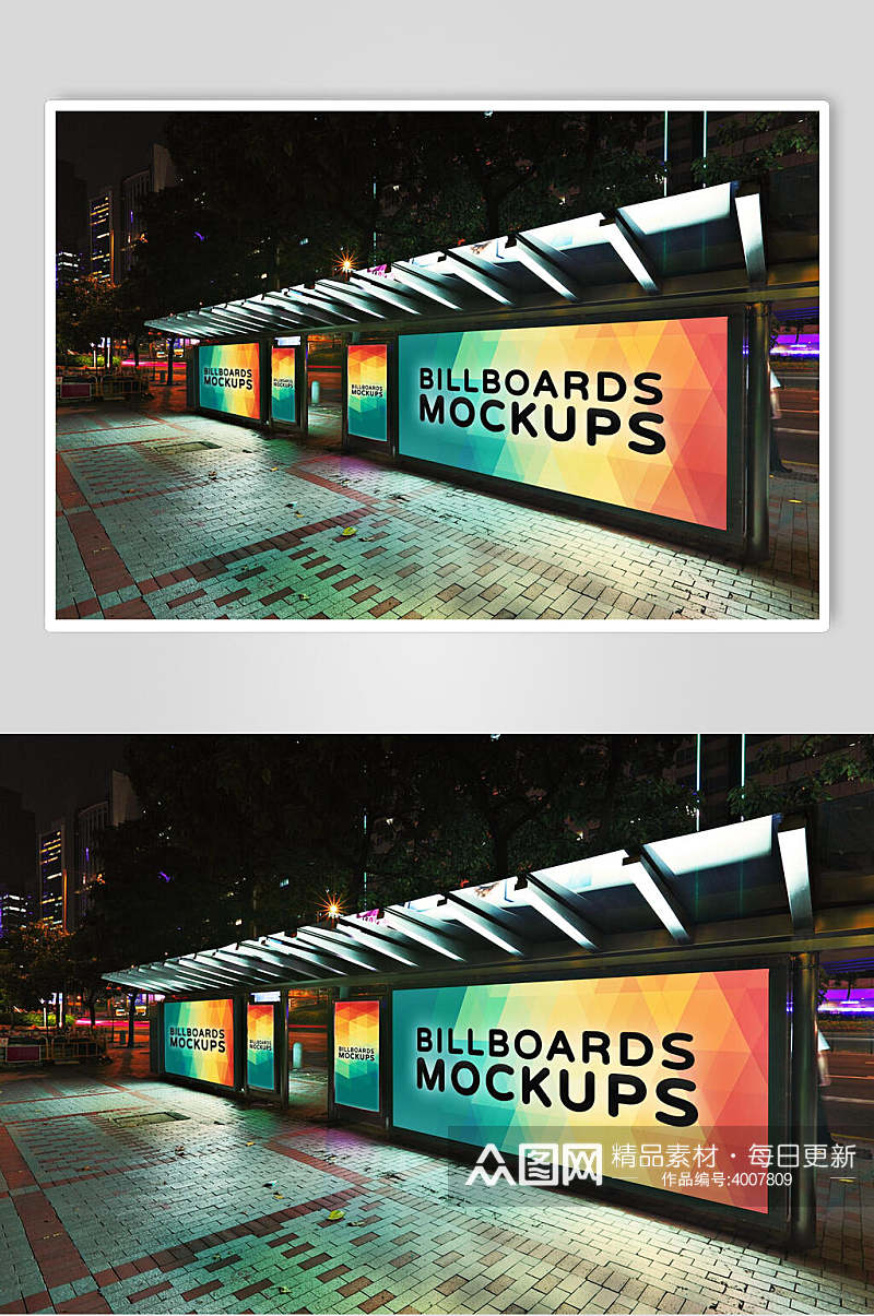 发光街头LED灯箱地铁广告牌样机素材
