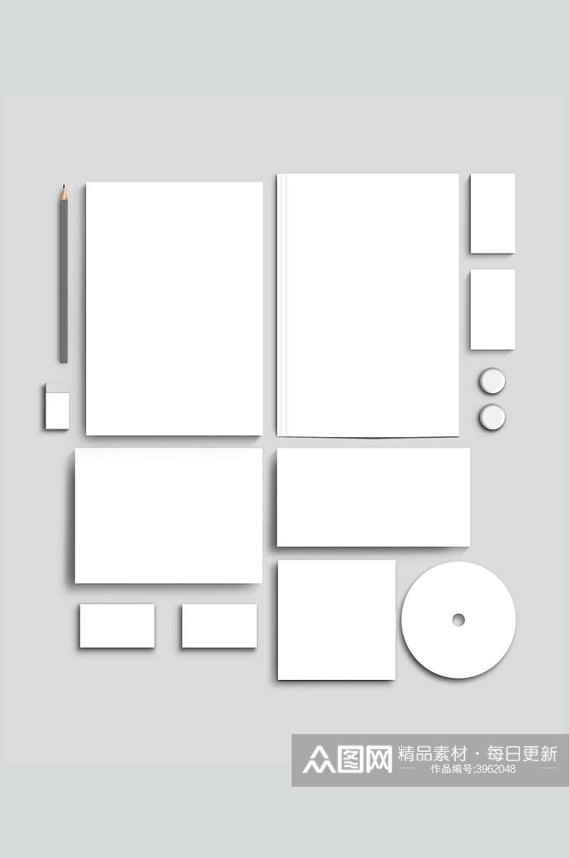 灰色空白纸袋办公用品样机素材