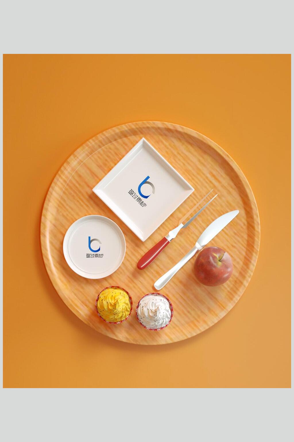 文字陶瓷盘子碗餐具样机素材