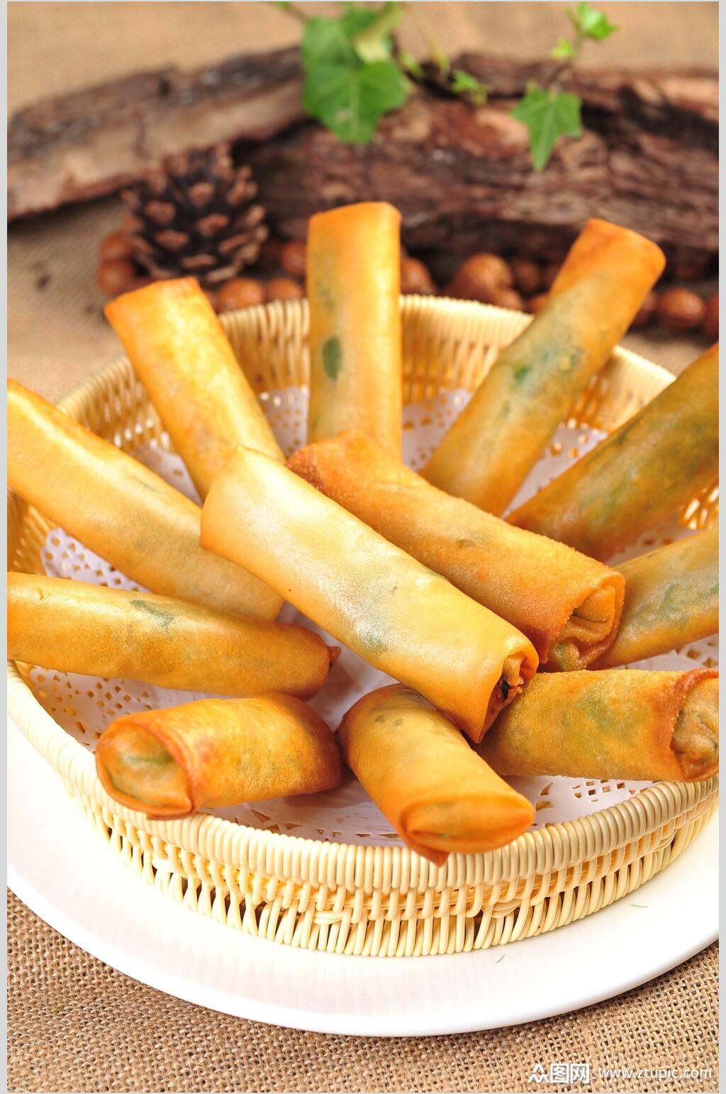 金黄美味春卷摄影图片模板下载-编号2713605-众图网