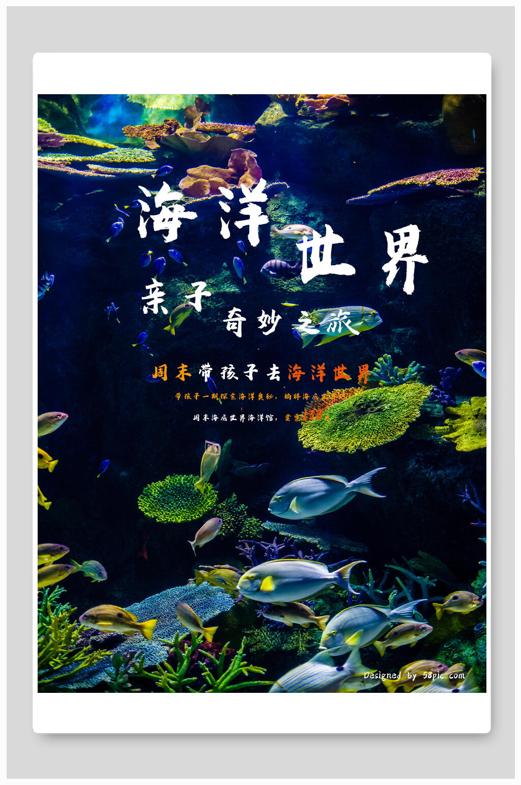 时尚高级感创意简约深蓝海洋馆海报