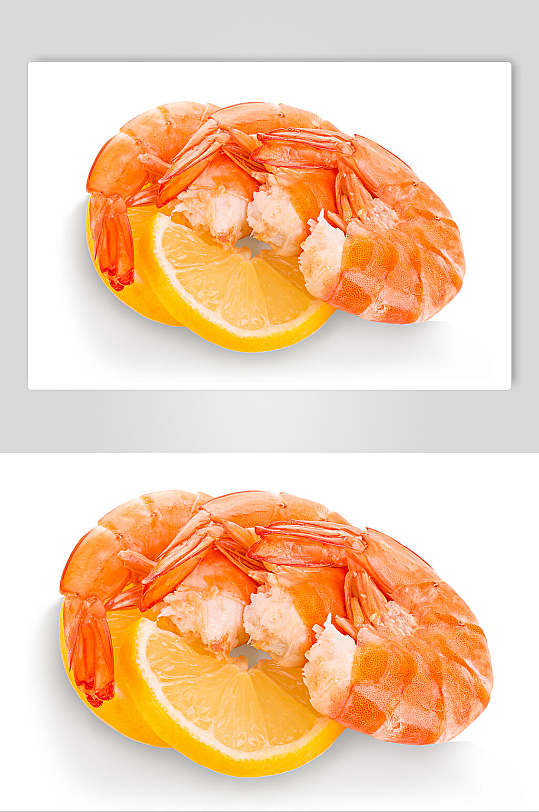 招牌柠檬明虾虾仁食物摄影图片