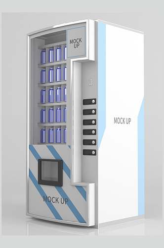 白色零售柜式冰箱外观广告设计效果图样机