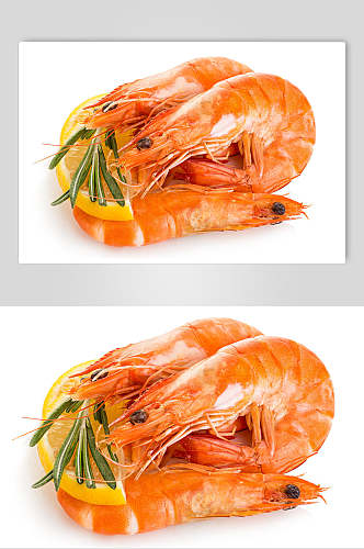 鲜香美味柠檬明虾虾仁食物摄影图片