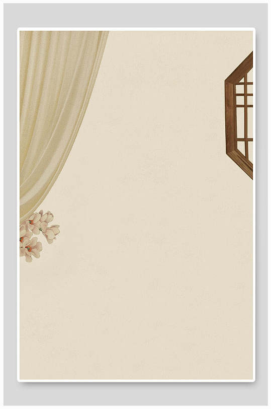 黄色花朵简约时尚古风工笔画背景