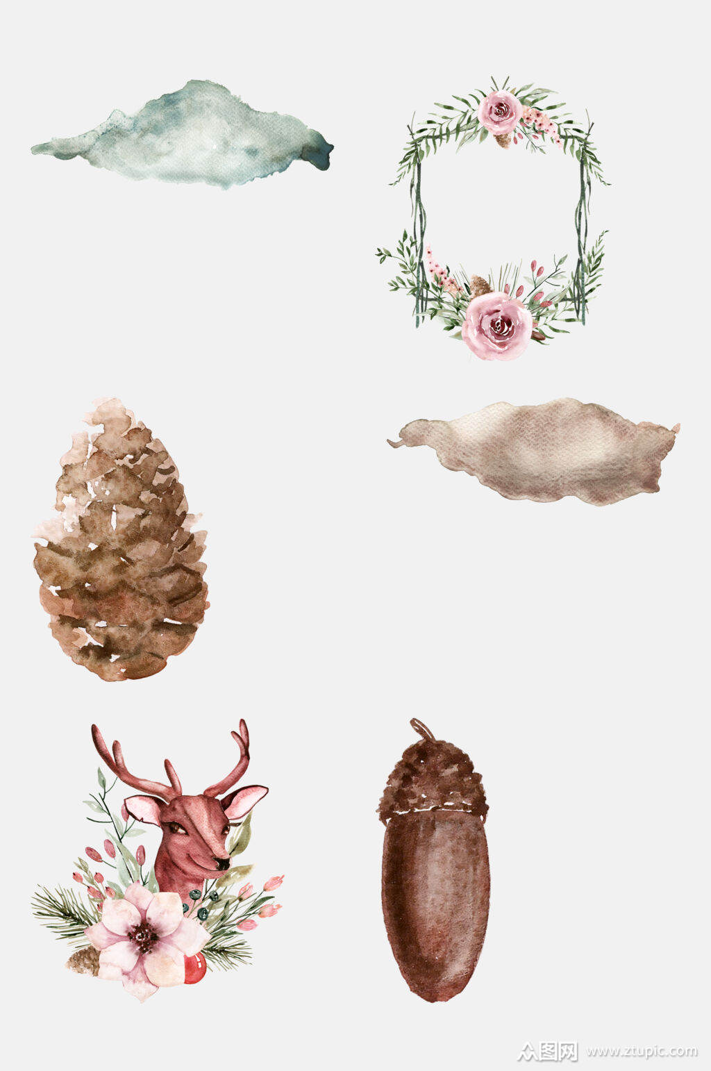 时尚森系花朵免抠素材