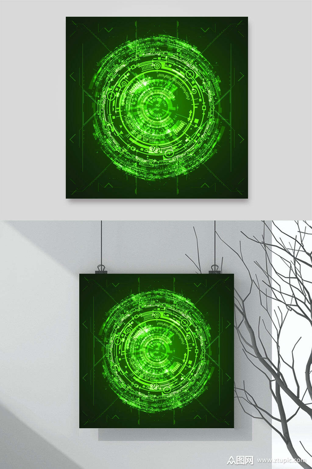 黑绿高端大气渐变游戏科技矢量素材