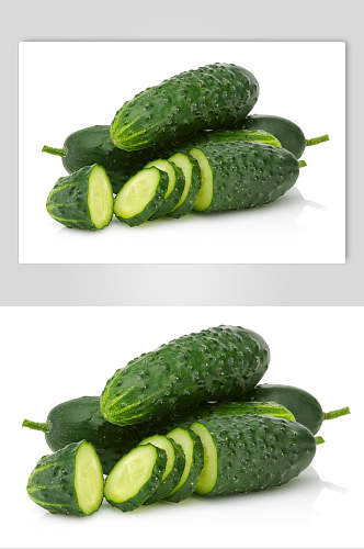 白底绿色黄瓜青瓜食品高清图片