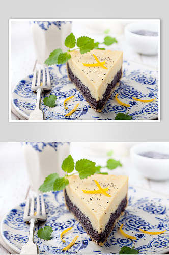 清新绿色甜点蛋糕切件图片