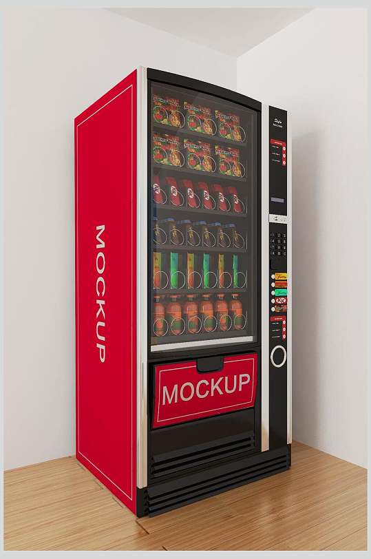 英文零售柜式冰箱外观广告设计效果图样机