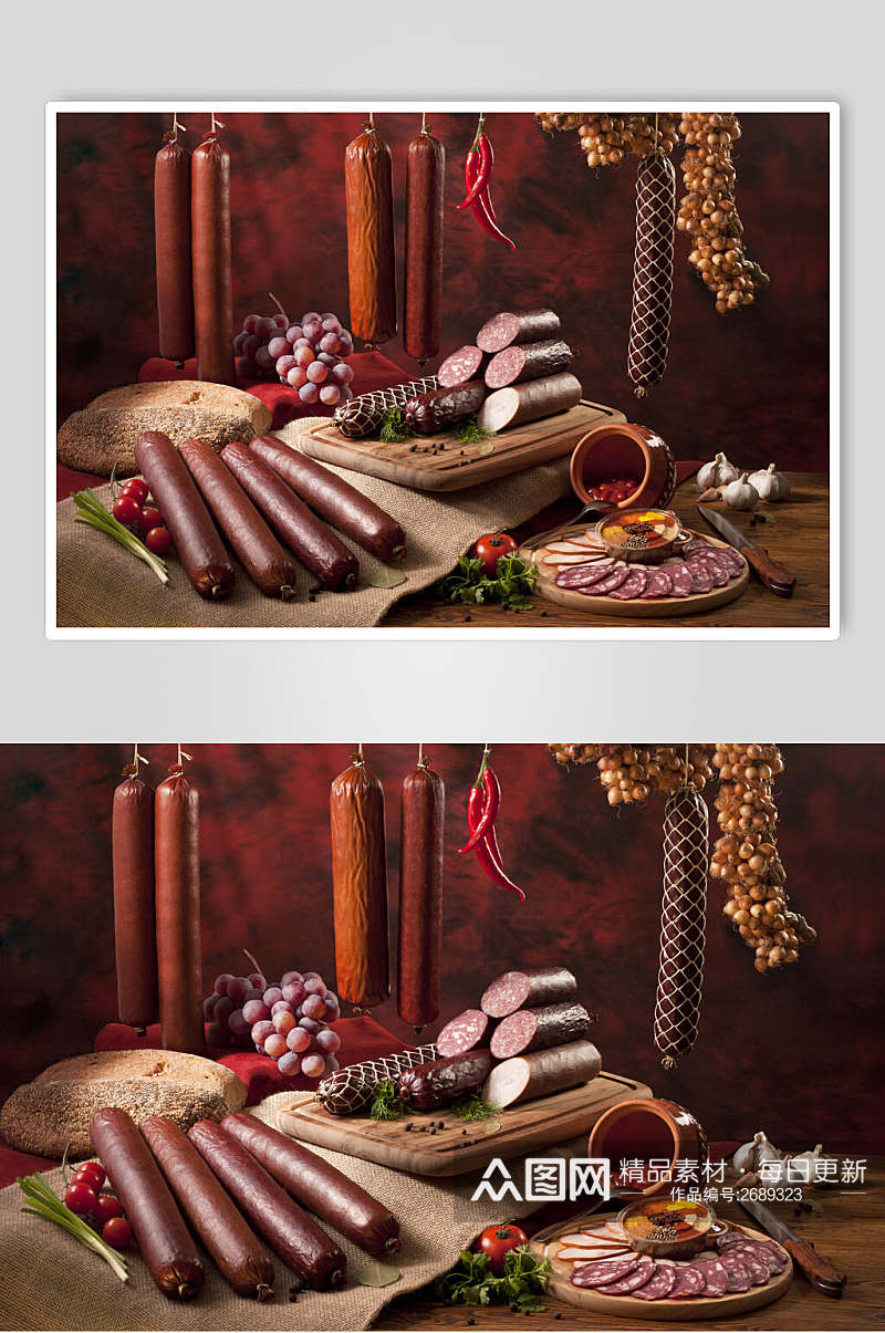 土特产腊肠香肠食品摄影图片素材