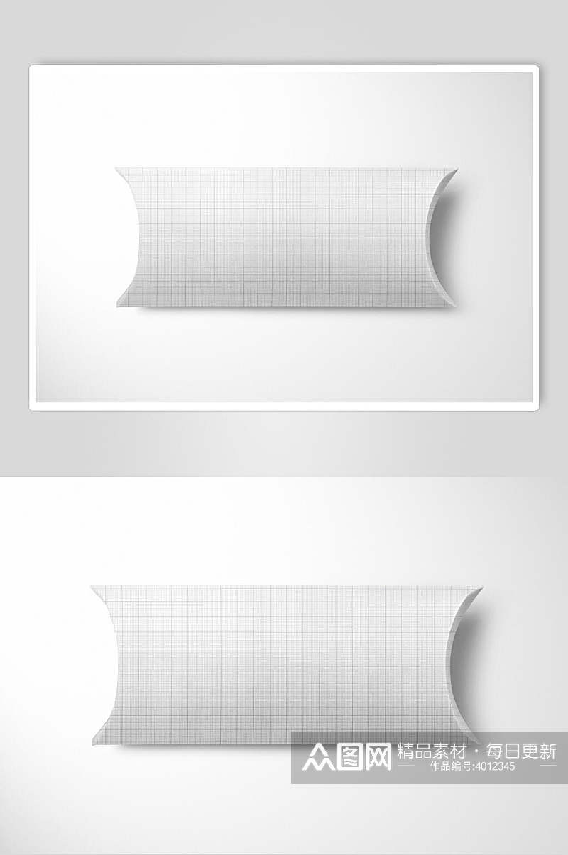 两边弧形白色小格子盒子样机素材