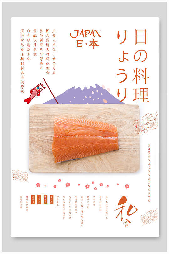 日韩三文鱼料理食物海报-众图网
