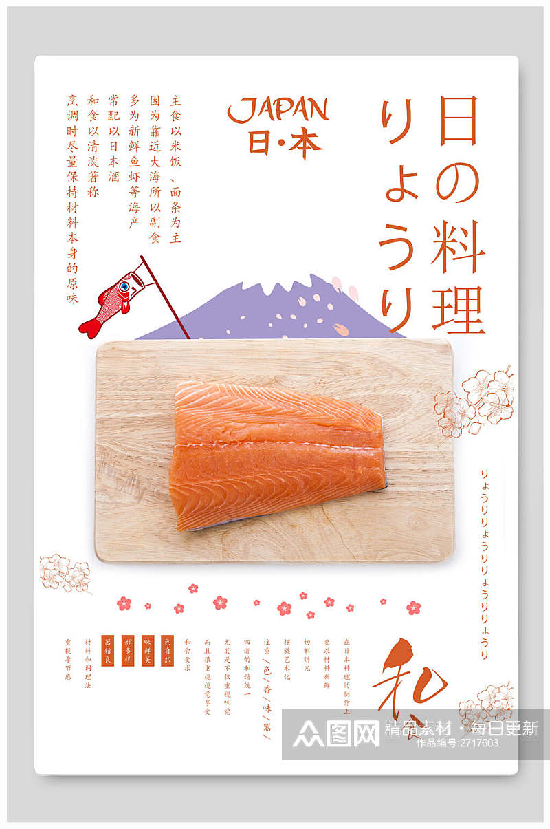 日韩三文鱼料理食物海报素材