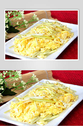 美味韭黄炒蛋食物摄影图片