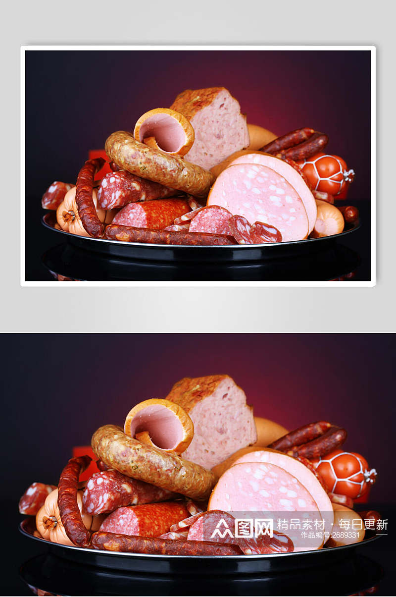 鲜香美味腊肠香肠食品摄影图片素材