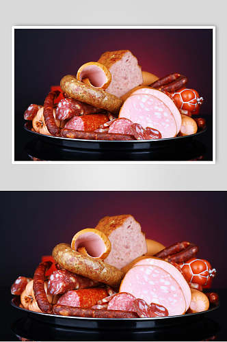 鲜香美味腊肠香肠食品摄影图片