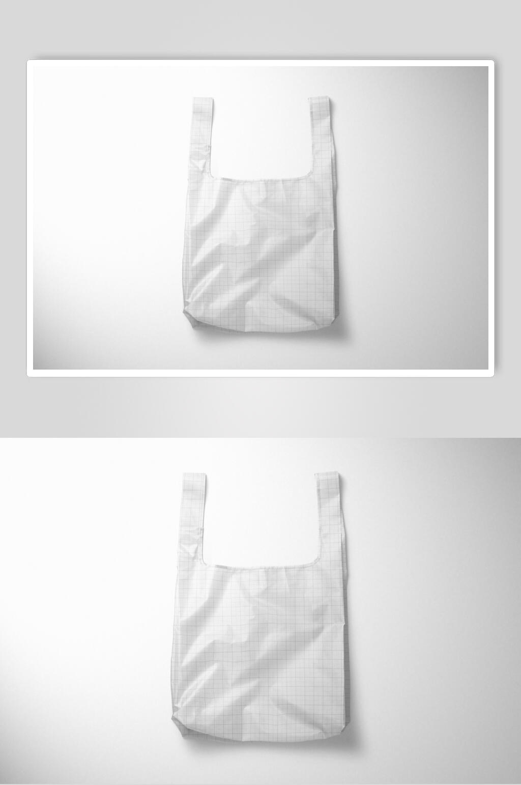 白色格纹塑料袋购物袋盒子样机素材