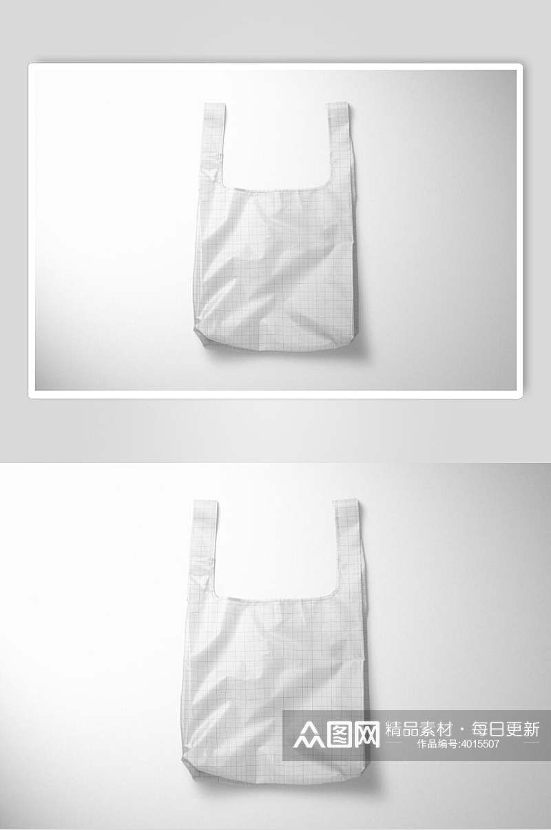 白色格纹塑料袋购物袋盒子样机素材