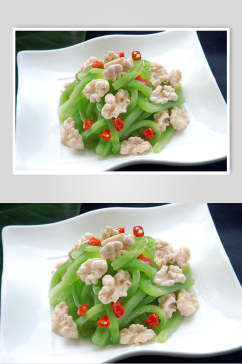脆笋桃仁食物图片
