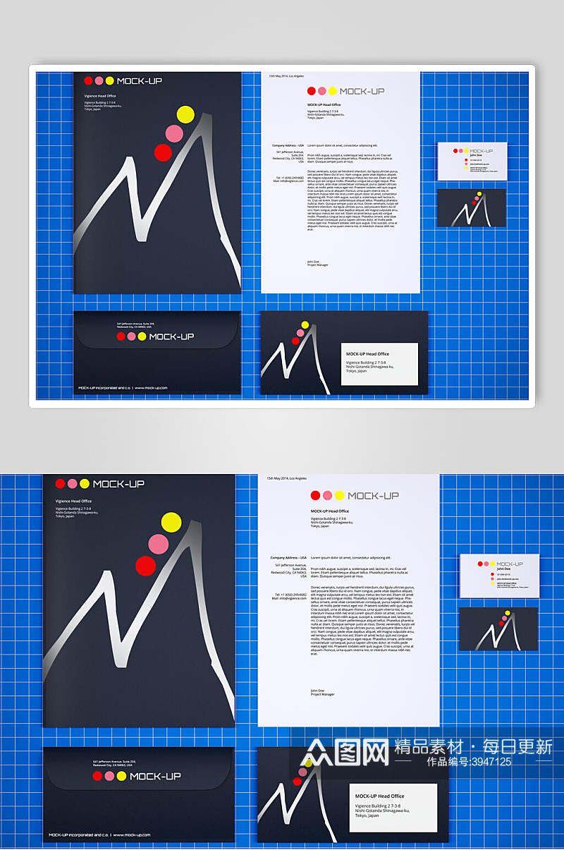 灰色M圆形名片卡片办公用品样机素材