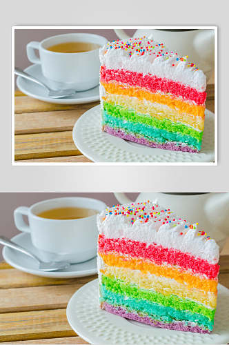 彩虹甜点蛋糕切件图片