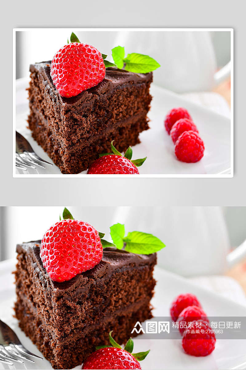 美味草莓吐司蛋糕食品摄影图片素材