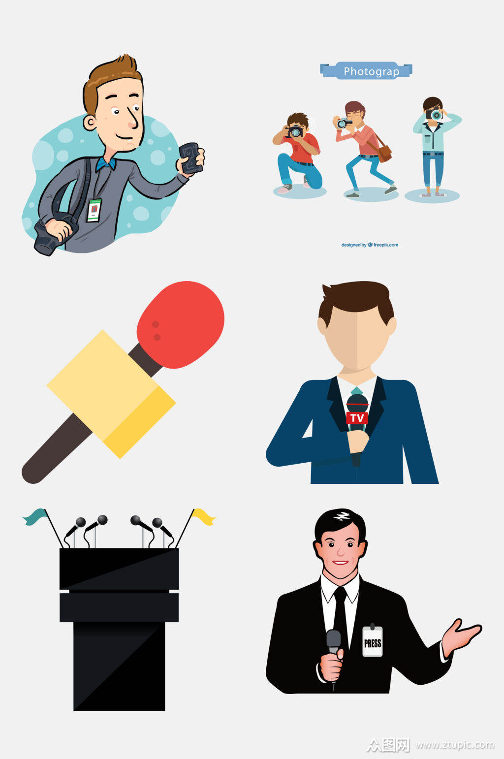 创意时尚记者采访免抠素材