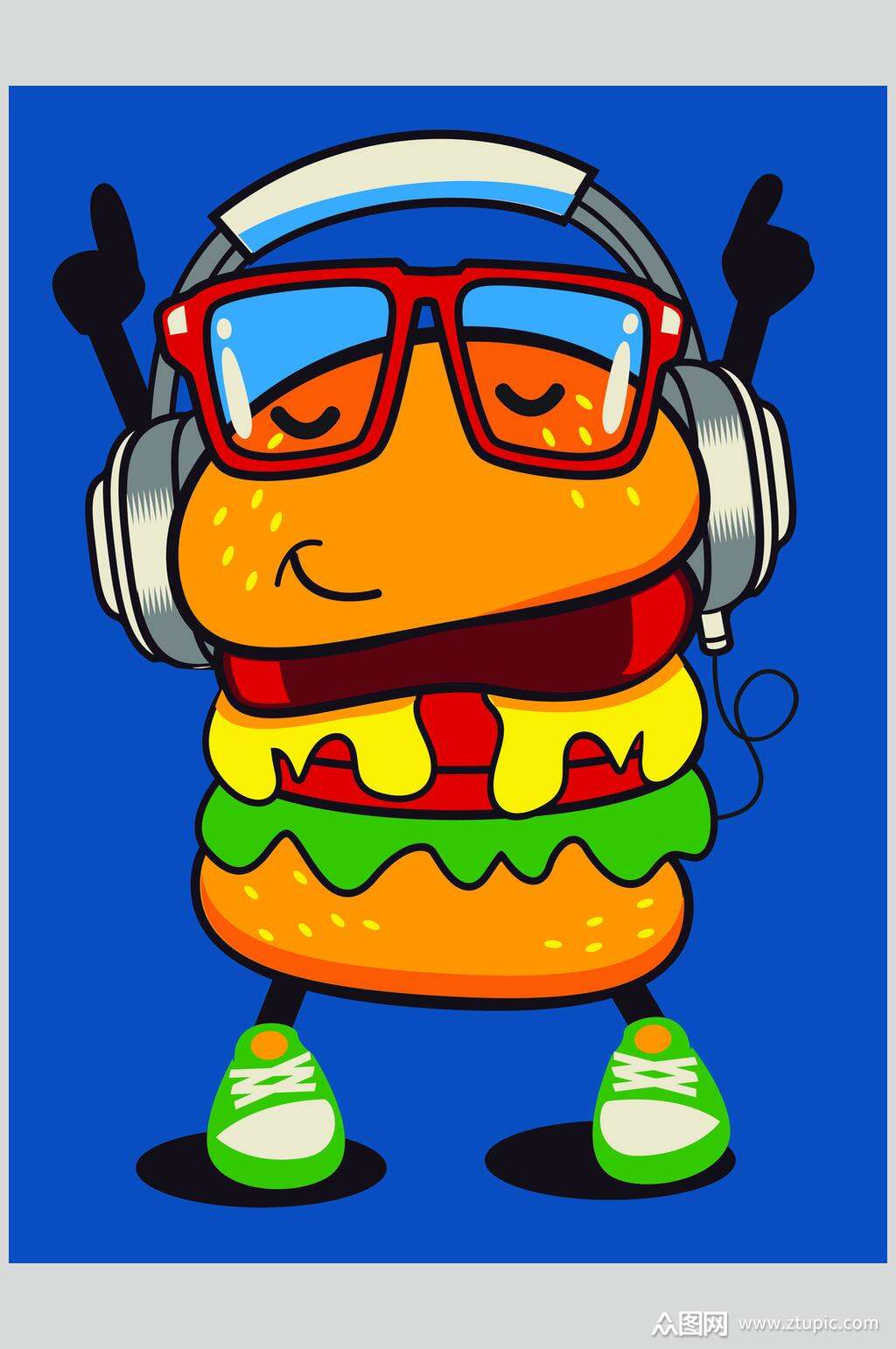 汉堡包卡通动漫插画矢量素材