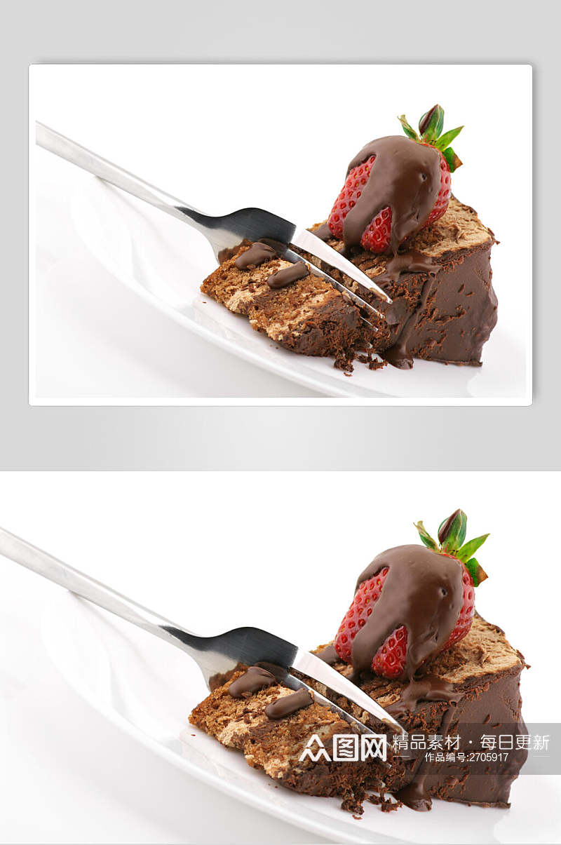 美味巧克力草莓吐司蛋糕图片素材