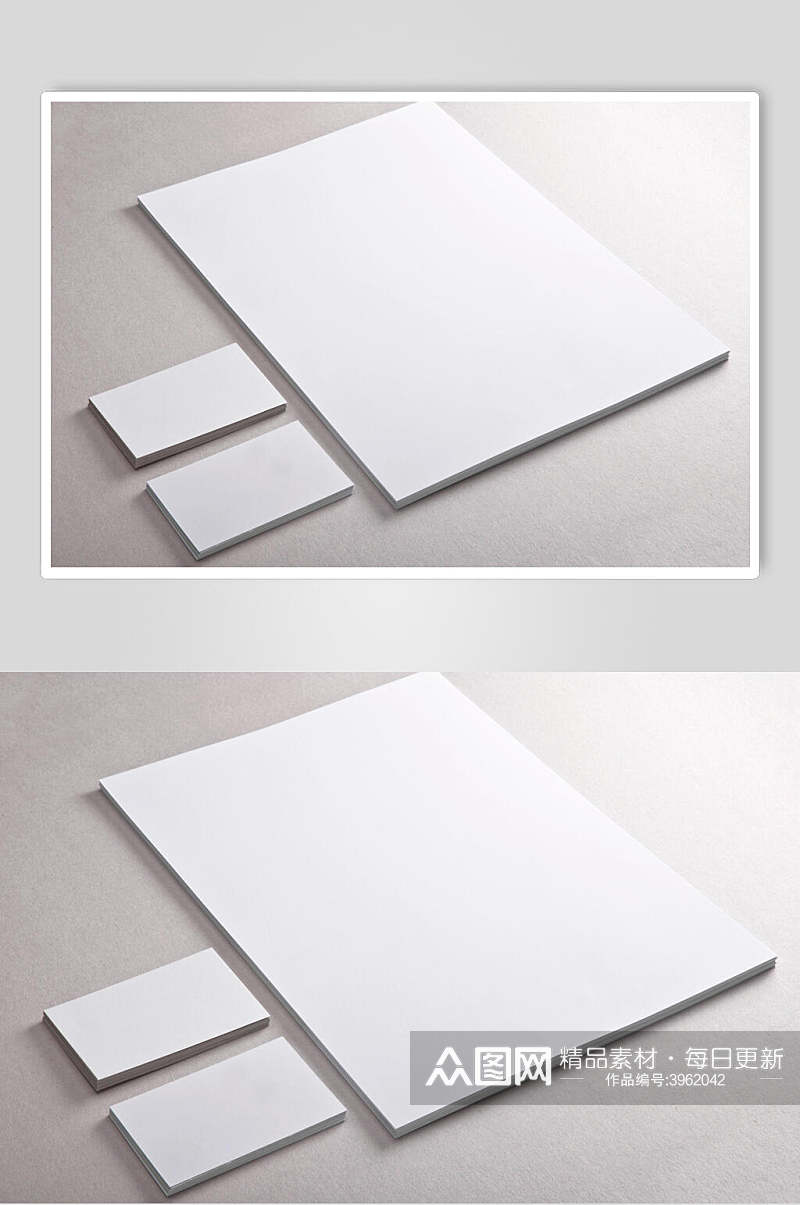 灰色纸张白办公用品样机素材