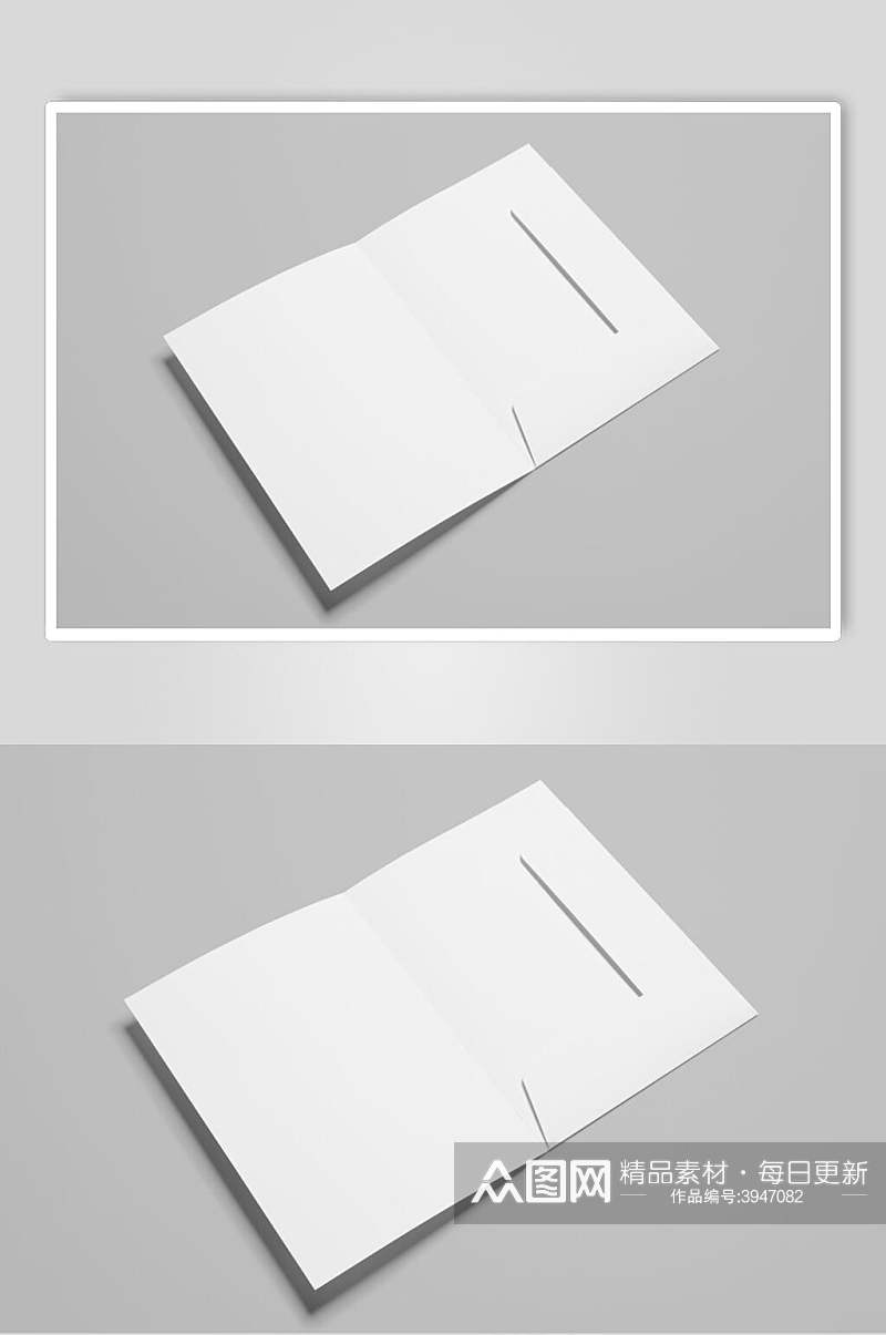 灰色背景纯白信纸办公用品样机素材