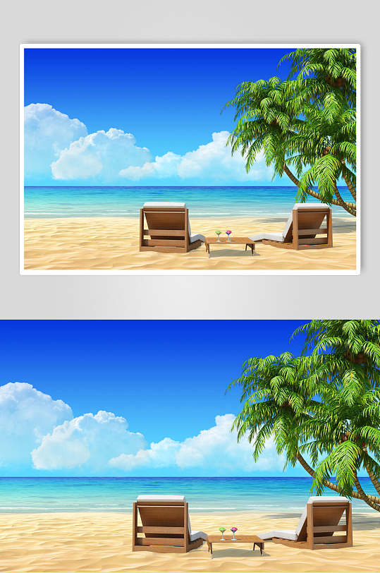 清新唯美沐光浴海边沙滩图片