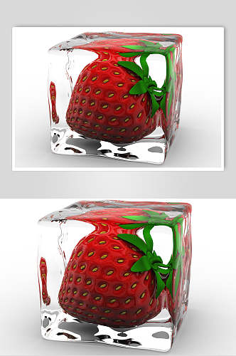 创意冰镇草莓水果图片