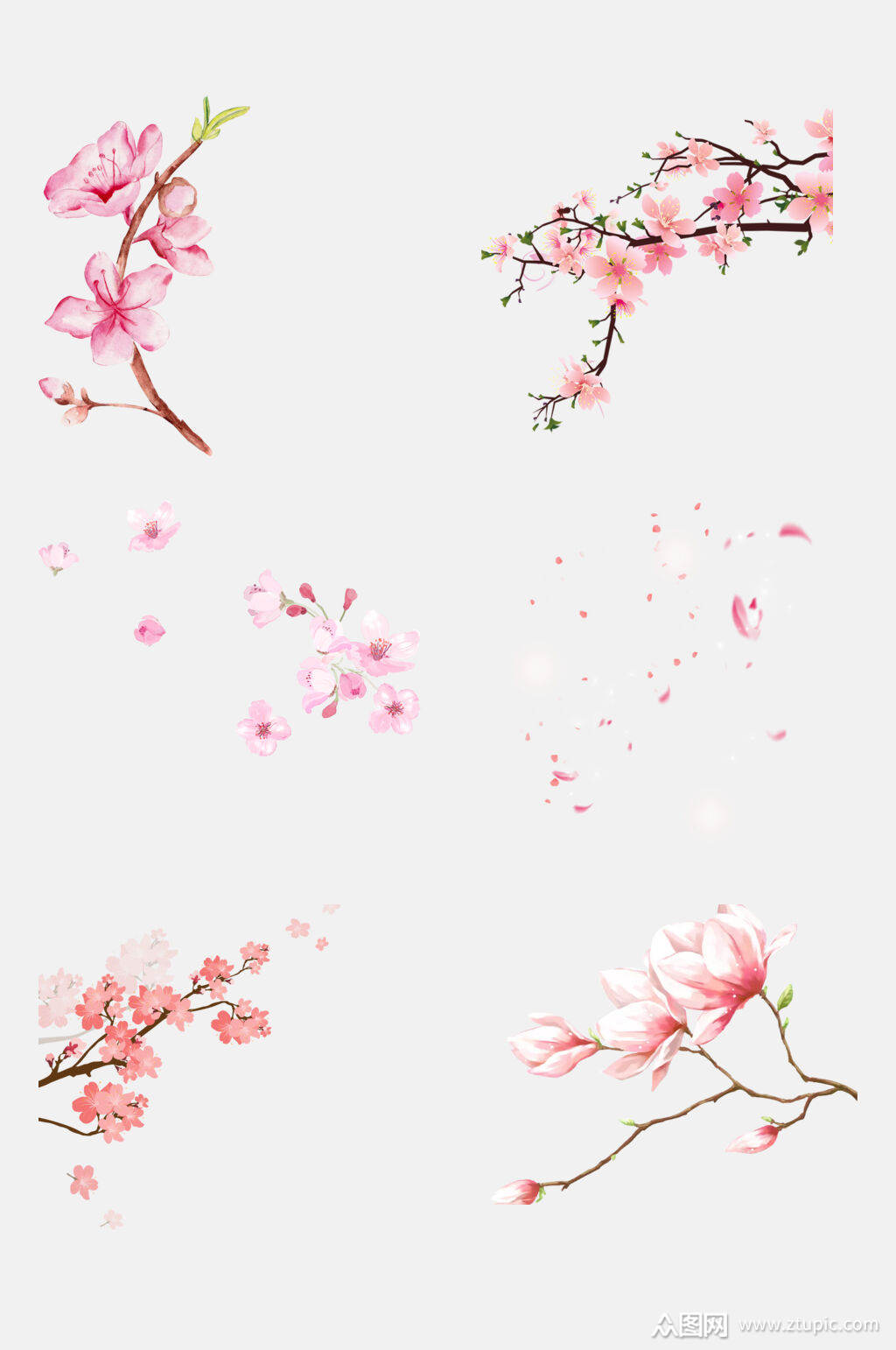 唯美桃花花瓣免抠元素素材