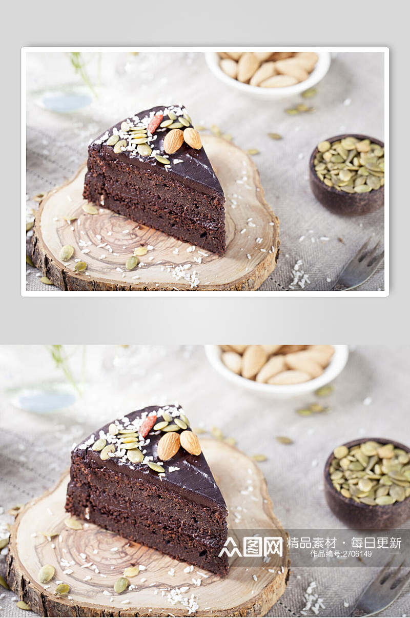 营养美味坚果甜点蛋糕切件图片素材