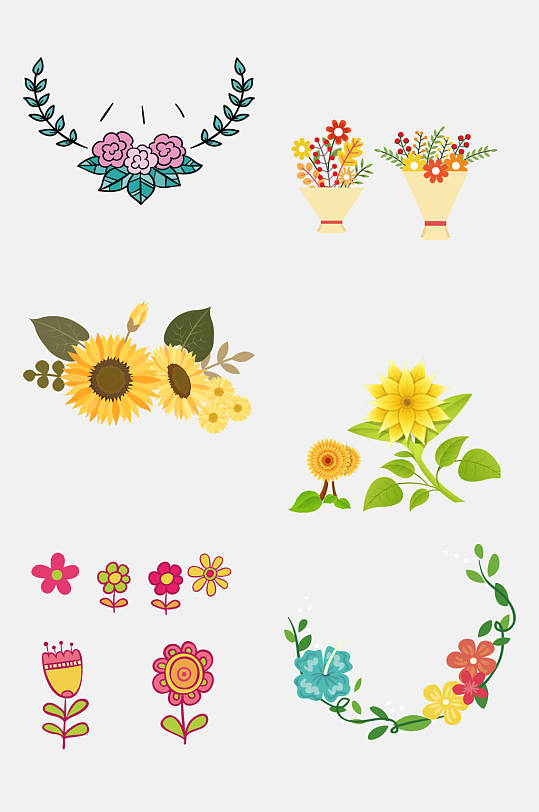 卡通植物鲜花免抠素材