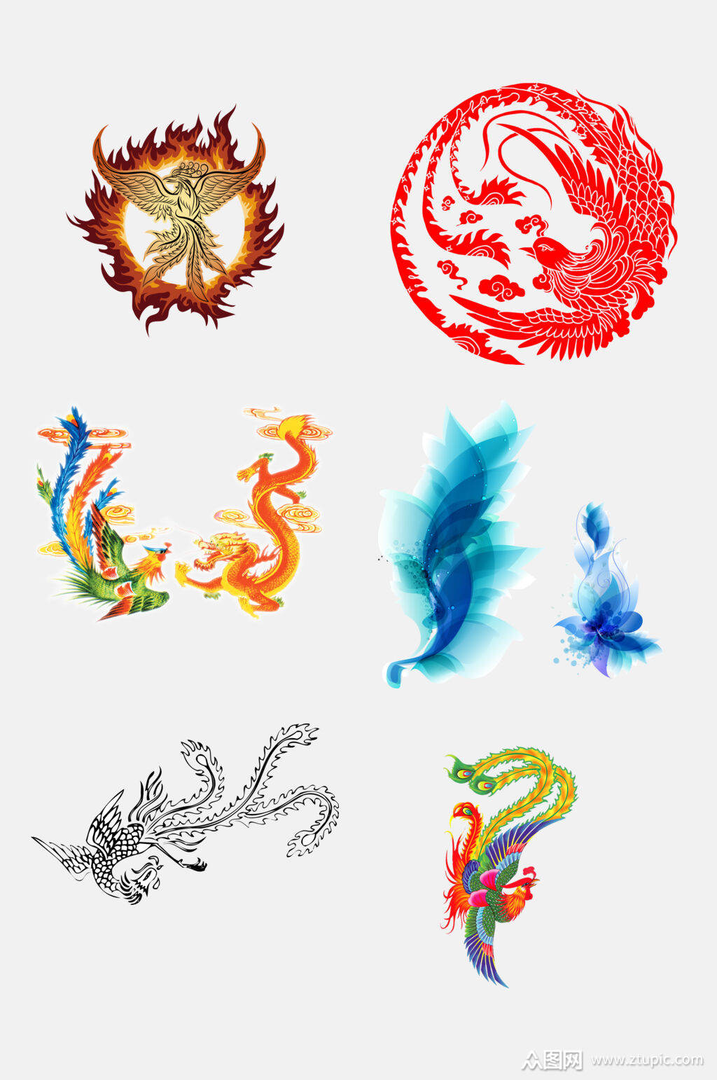 炫彩凤凰免抠素材素材