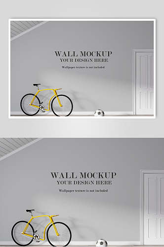 灰色墙壁黄色自行车家具样机