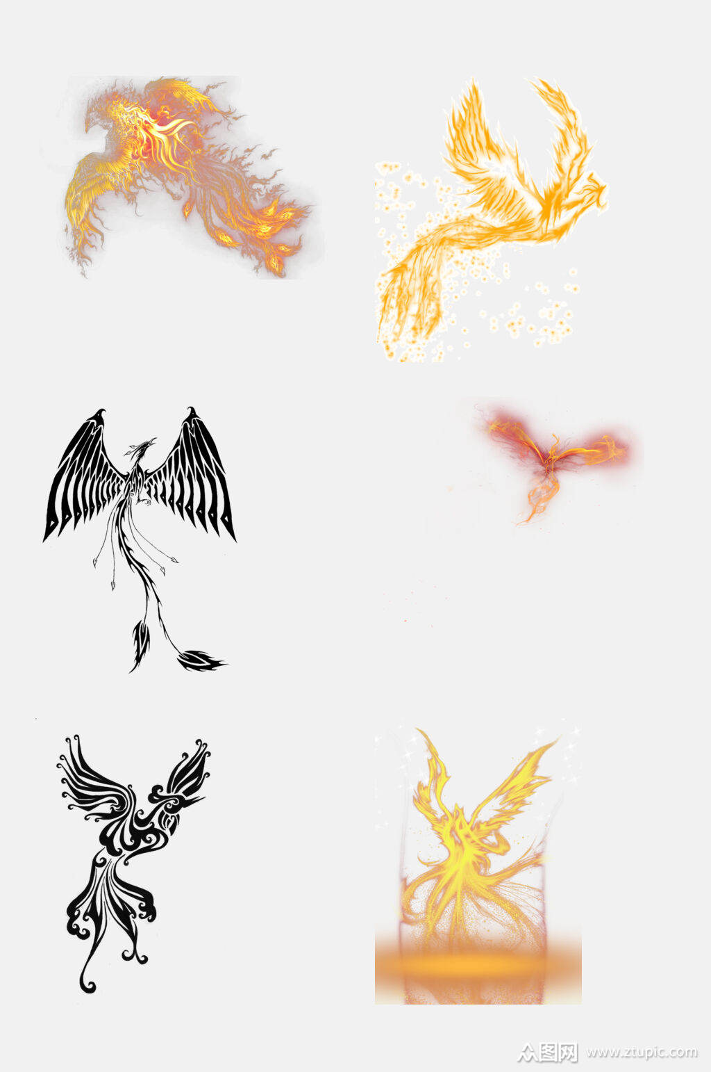 创意唯美凤凰免抠素材