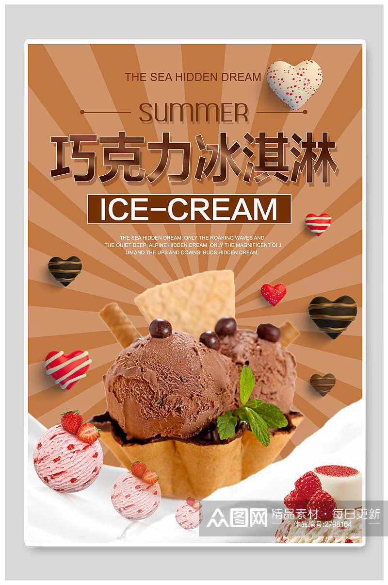 巧克力冰淇淋宣传海报素材