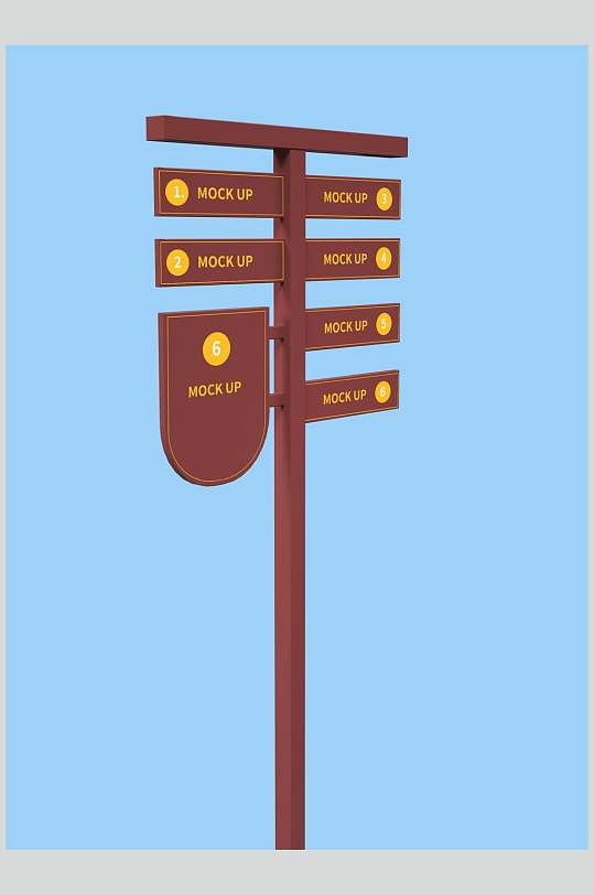 暗红色指路牌样机