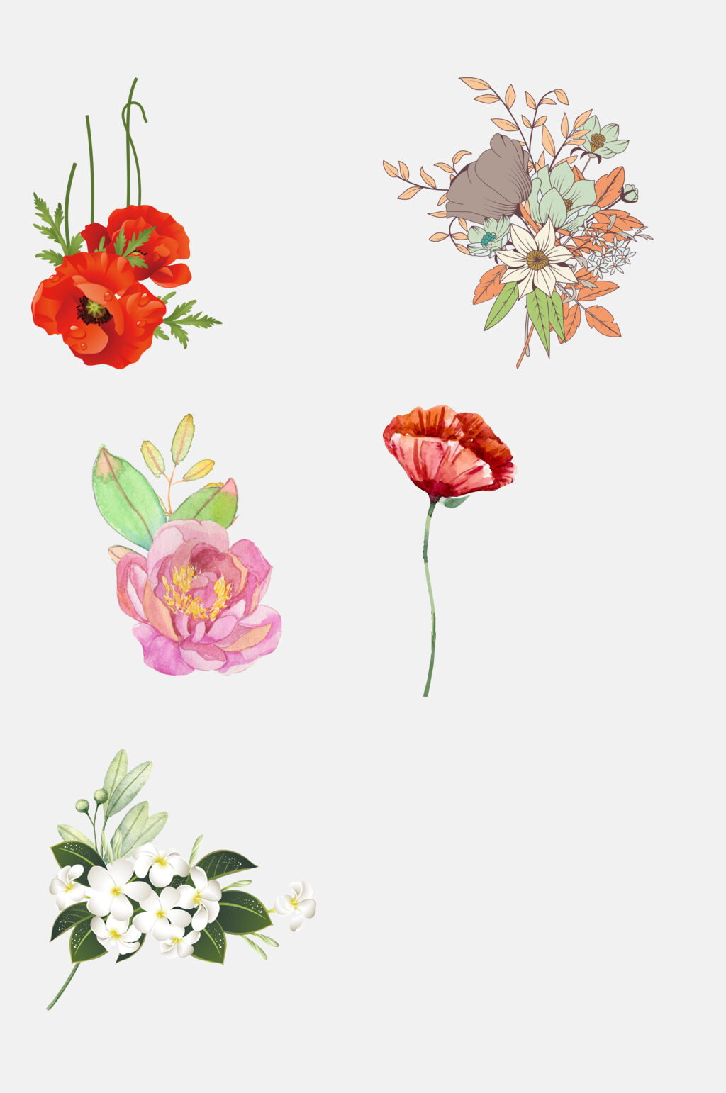 水彩手绘花朵花环免抠素材素材
