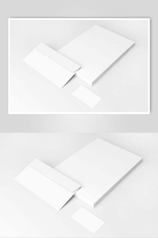 纯白色信封A4纸名片办公用品样机