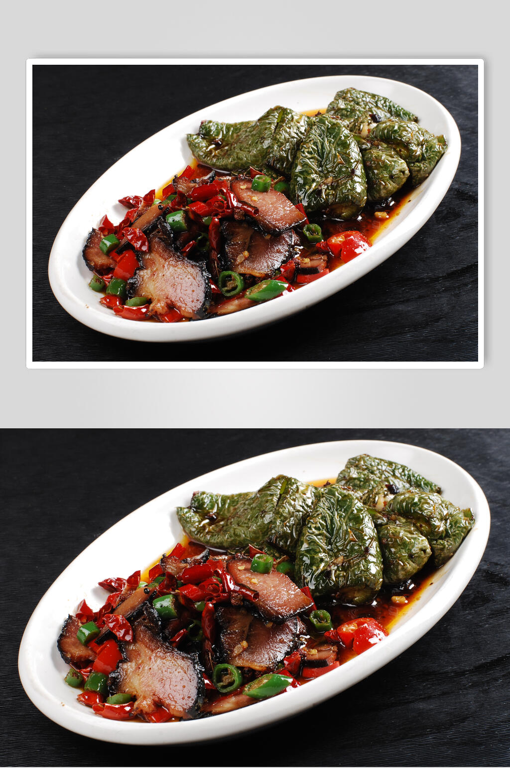 虎皮尖椒拼腊肉高清图片素材