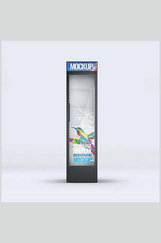 多角度零售柜式冰箱外观广告设计效果图样机