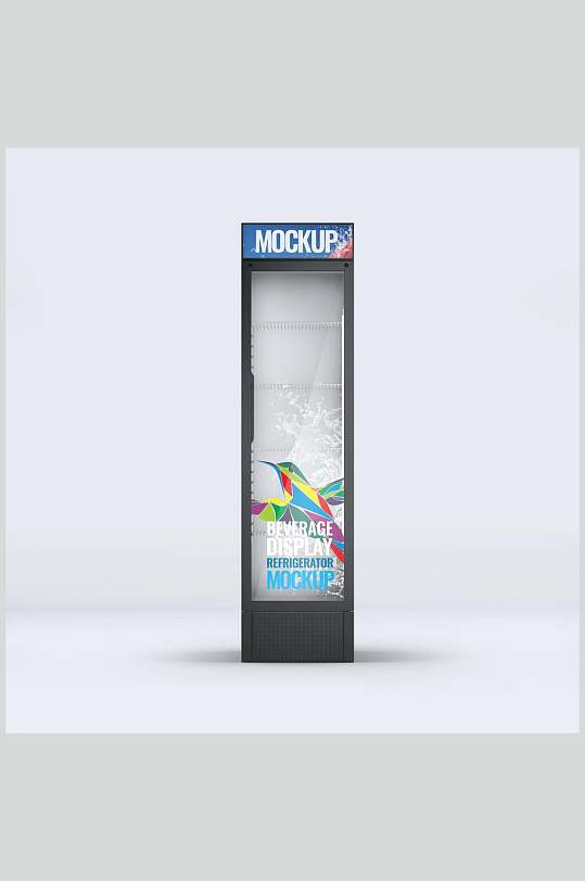 多角度零售柜式冰箱外观广告设计效果图样机