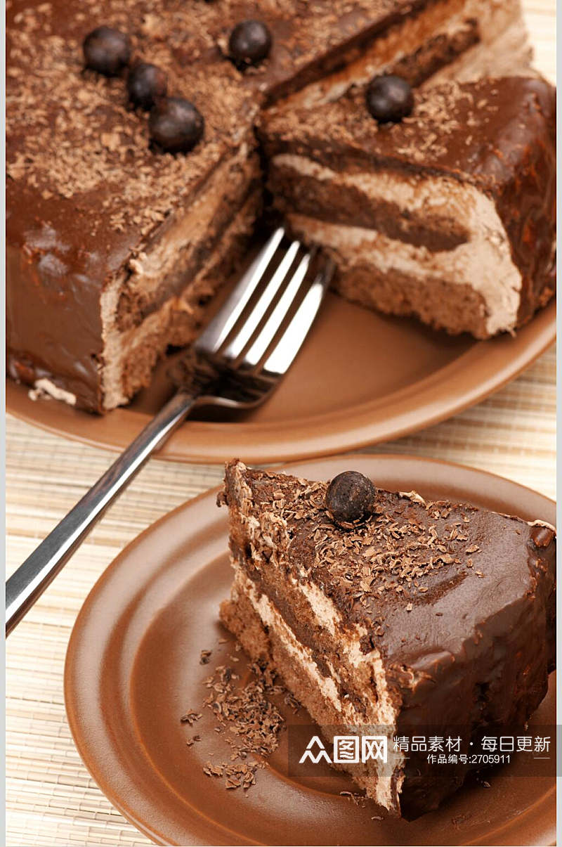 美味巧克力吐司蛋糕图片素材